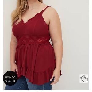 BABYDOLL GAUZE WITH LACE INSET CAMI